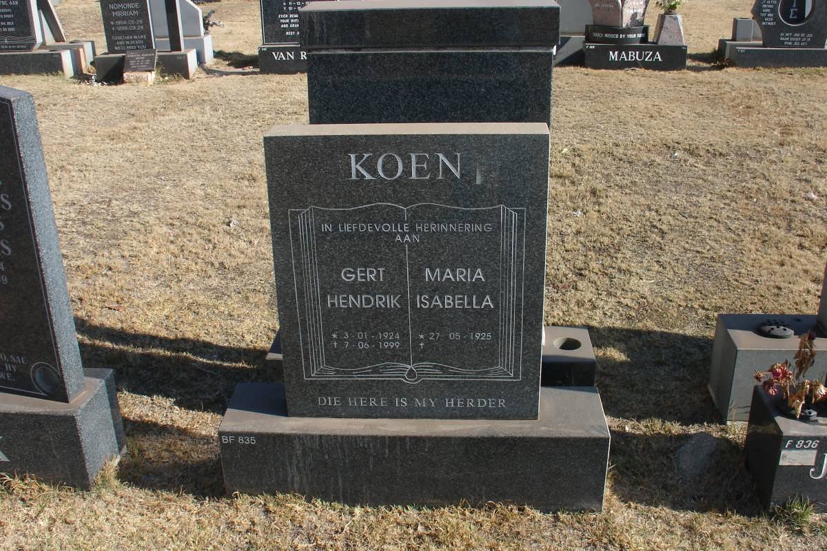 KOEN Gert Hendrik 1924-1999 &amp; Maria Isabella 1925-