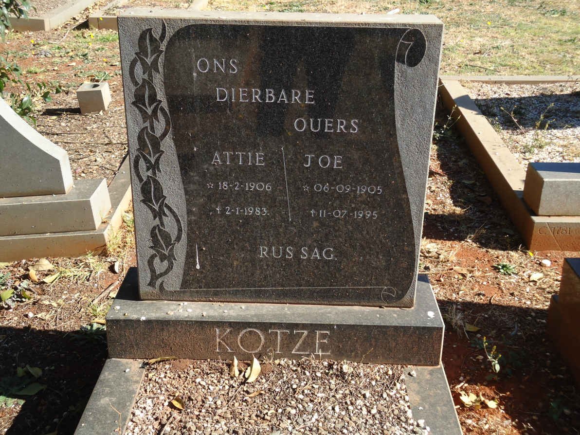 KOTZE Attie 1906-1983 &amp; Joe 1905-1995