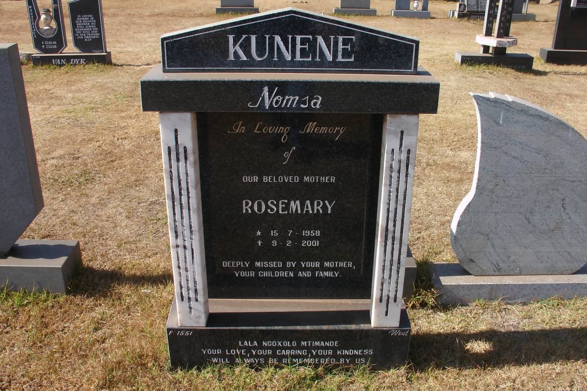 KUNENE Nomsa Rosemary 1958-2001