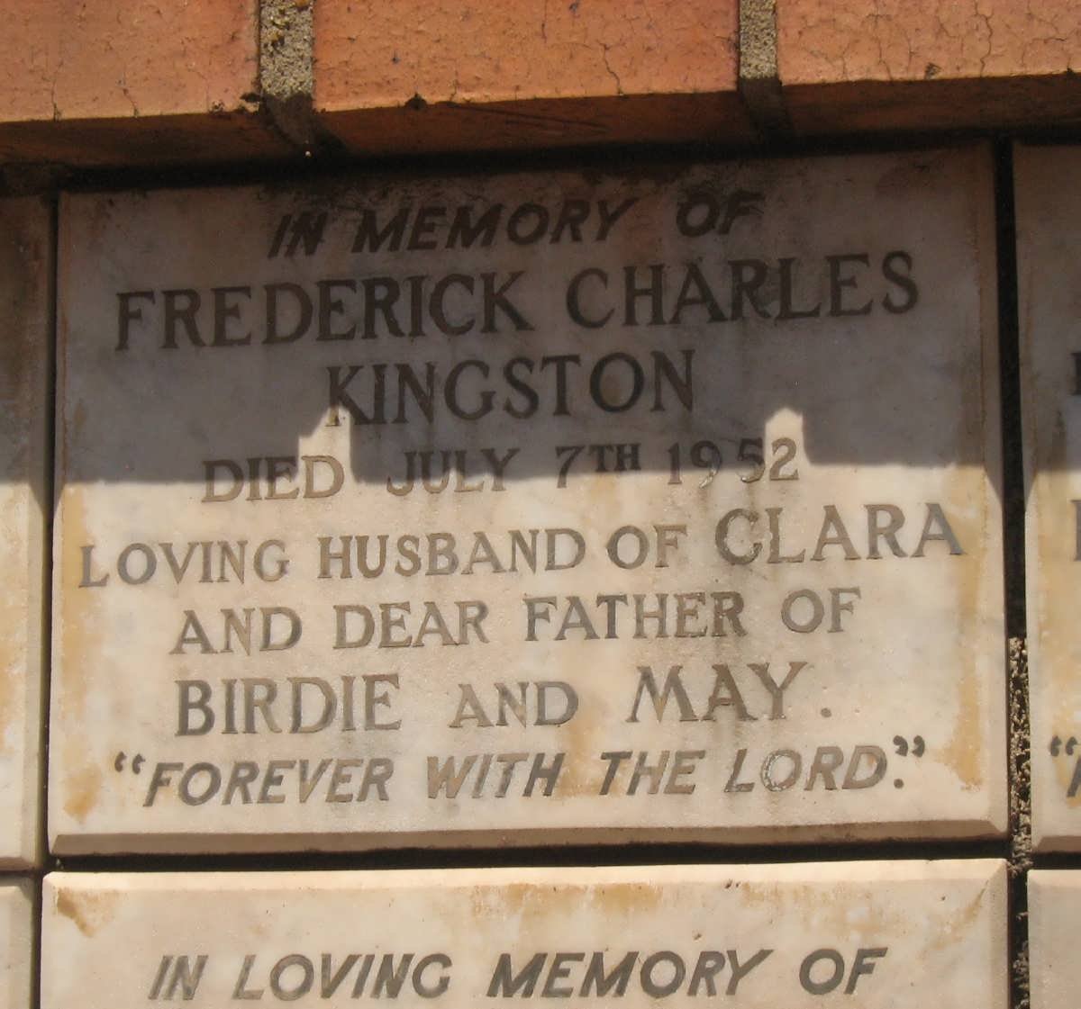 KINGSTON Frederick Charles -1952