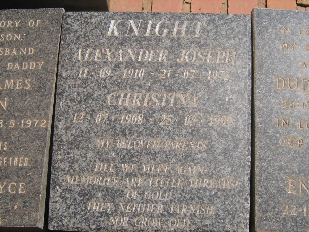 KNIGHT Alexander Joseph 1910-1972 &amp; Christina 1908-1999