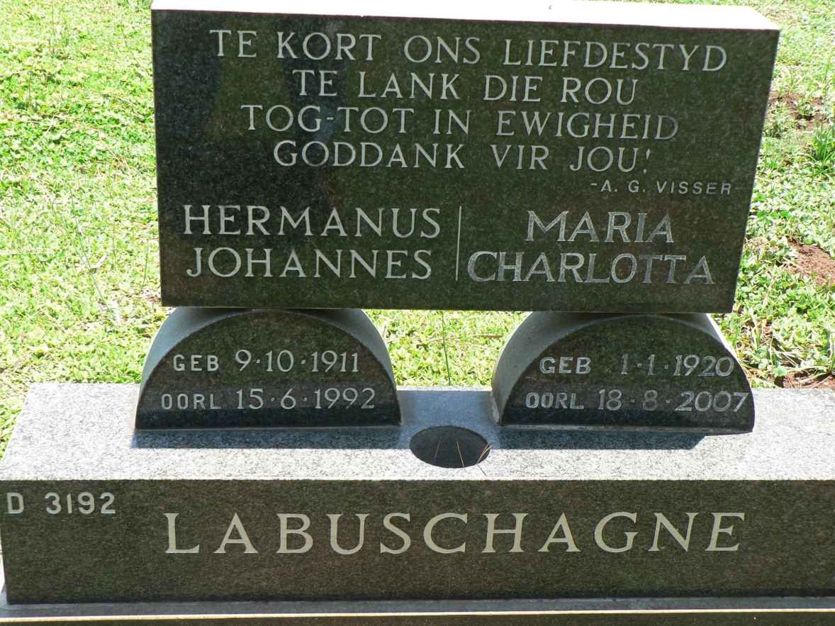 LABUSCHAGNE Hermanus Johannes &amp; Maria Charlotta