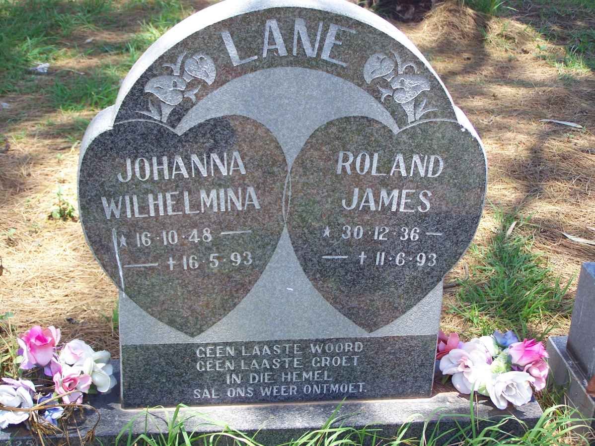 LANE Roland James 1936-1993  &amp; Johanna Wilhelmina 1948-1993 [48-93]