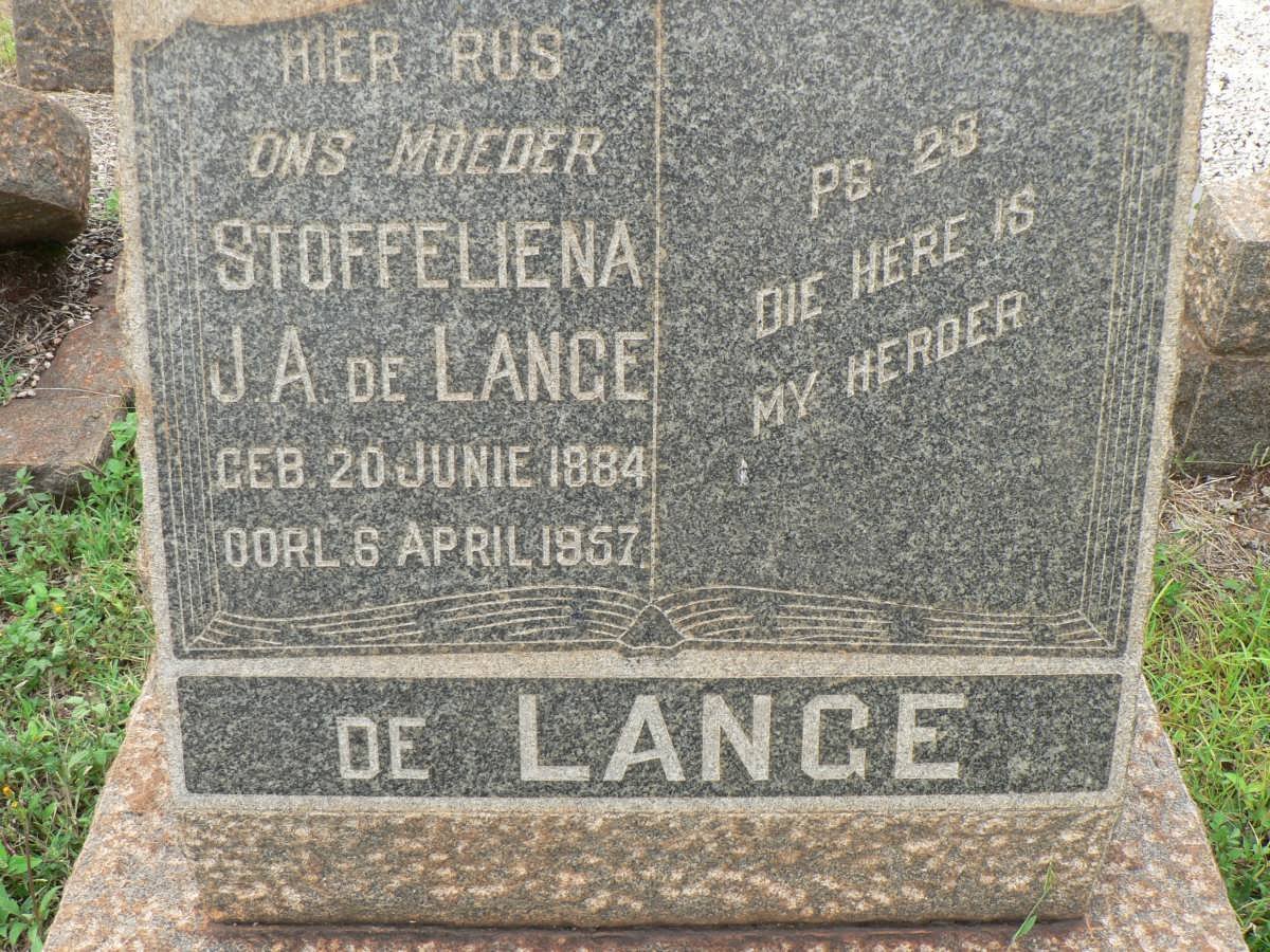 LANGE Stoffeliena J.A., de 1884-1957