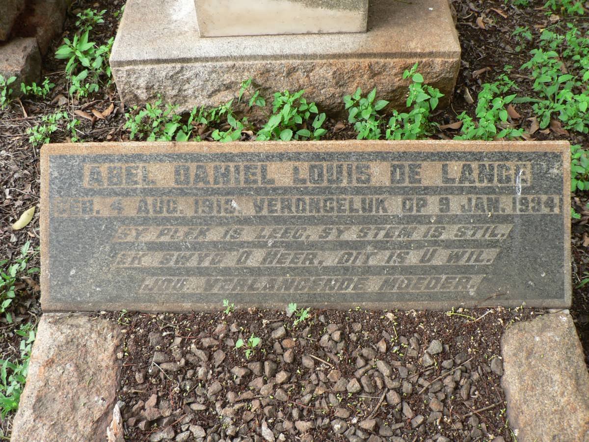 LANGE Abel Daniel Louis, de 1913-1934