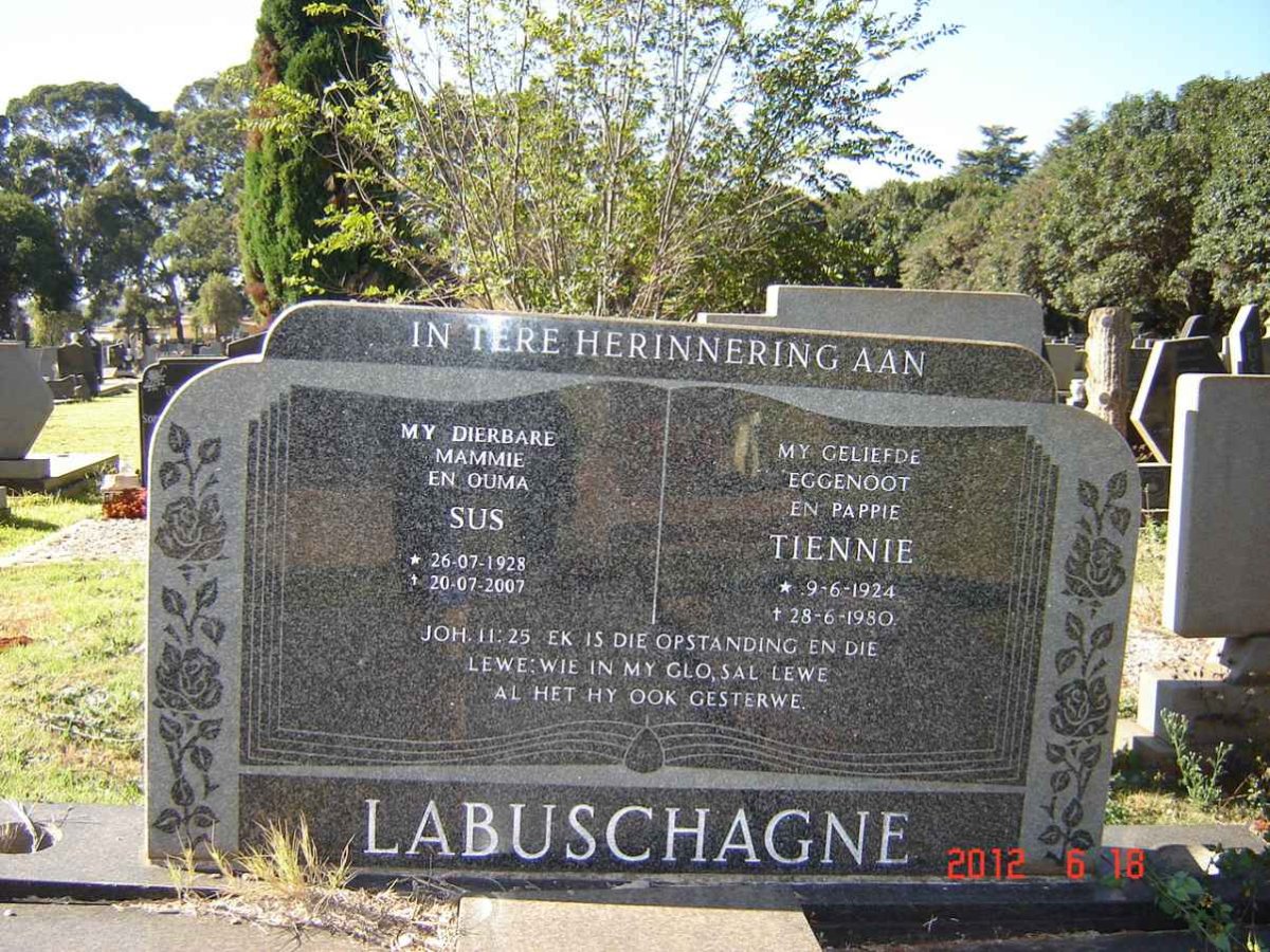 LABUSCHAGNE Tiennie 1924-1980 &amp; Sus 1928-2007