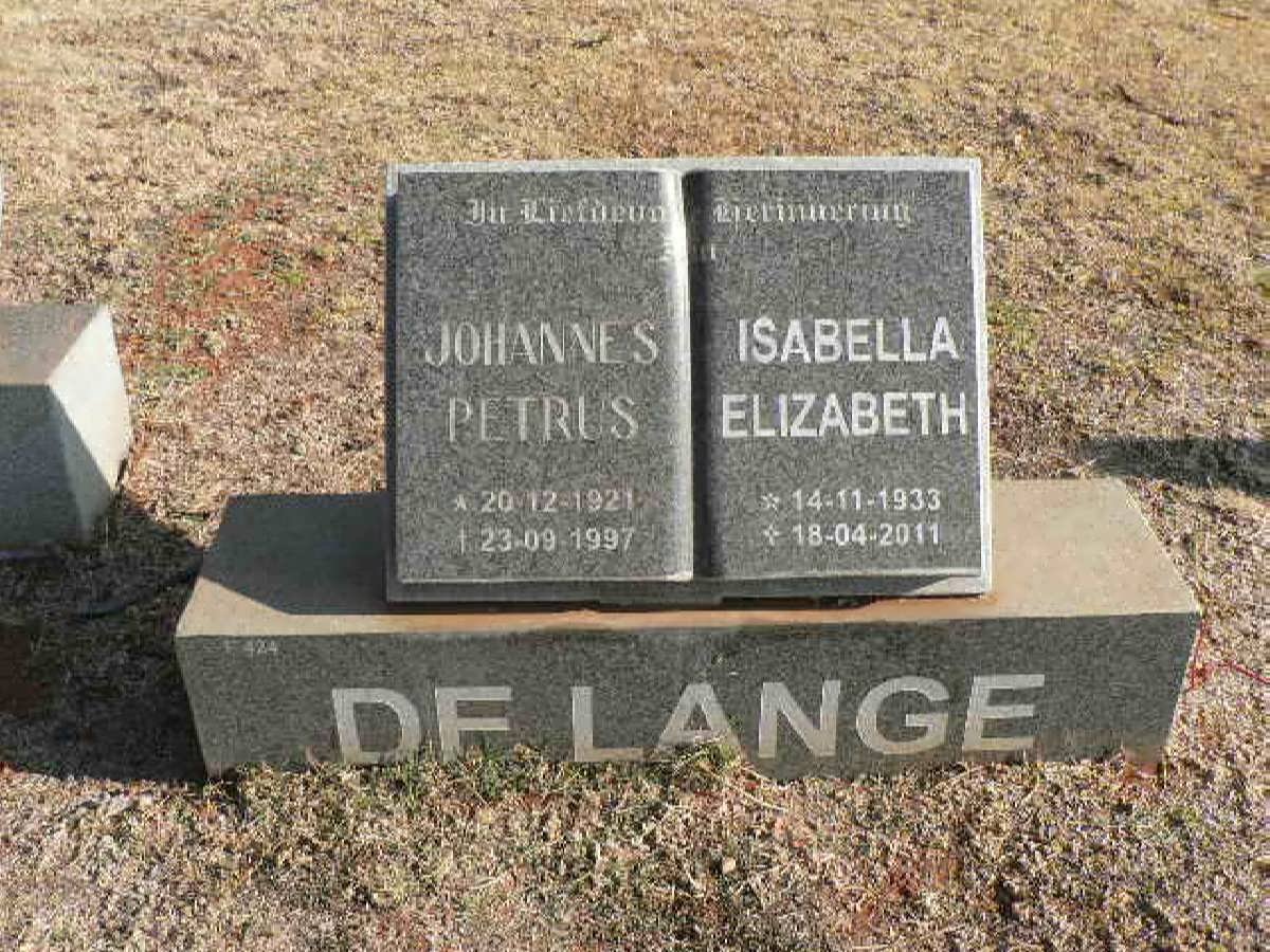 LANGE Johannes Petrus, de 1921-1997 &amp; Isabella Elizabeth 1933-2011