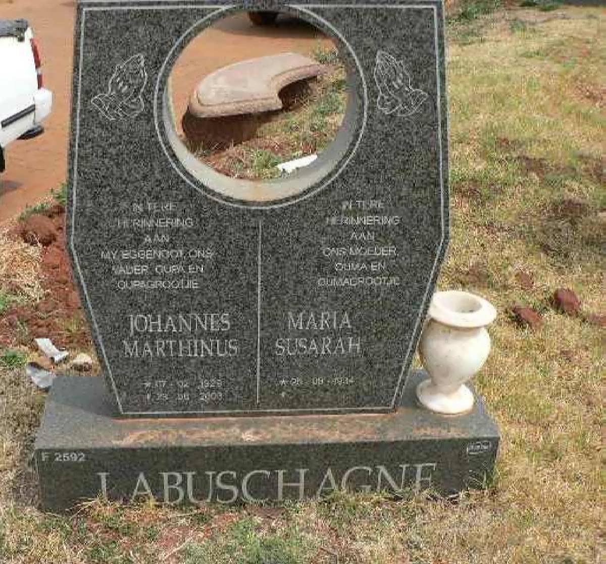 LABUSCHAGNE Johannes Marthinus 1929-2009 &amp; Maria Susarah 1934-