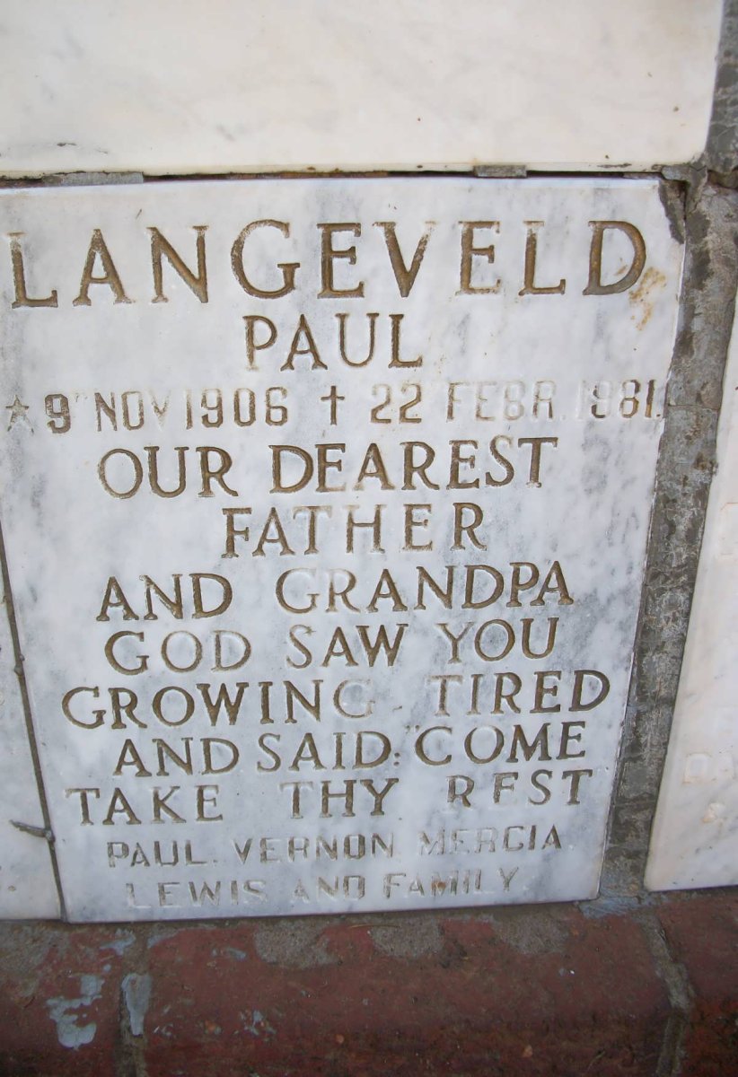 LANGEVELD Paul 1906-1981