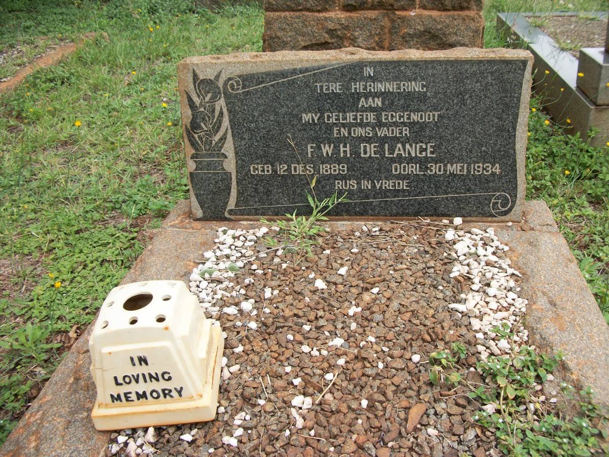 LANGE F.W.H., de 1889-1934