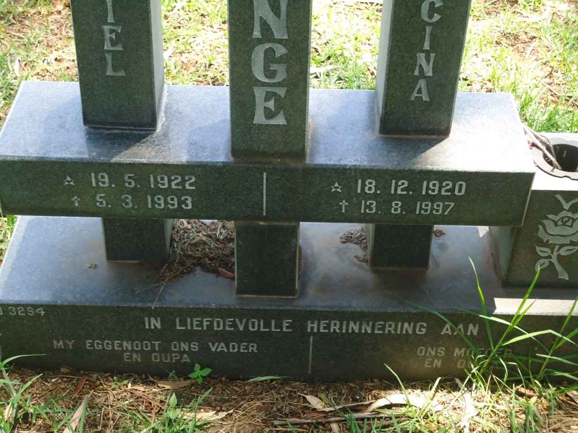LANGE Michael Daniel, de 1922-1993 &amp; Hester Francina 1920-1997
