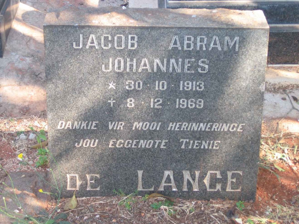 LANGE Jacob Abram Johannes, de 1913-1969