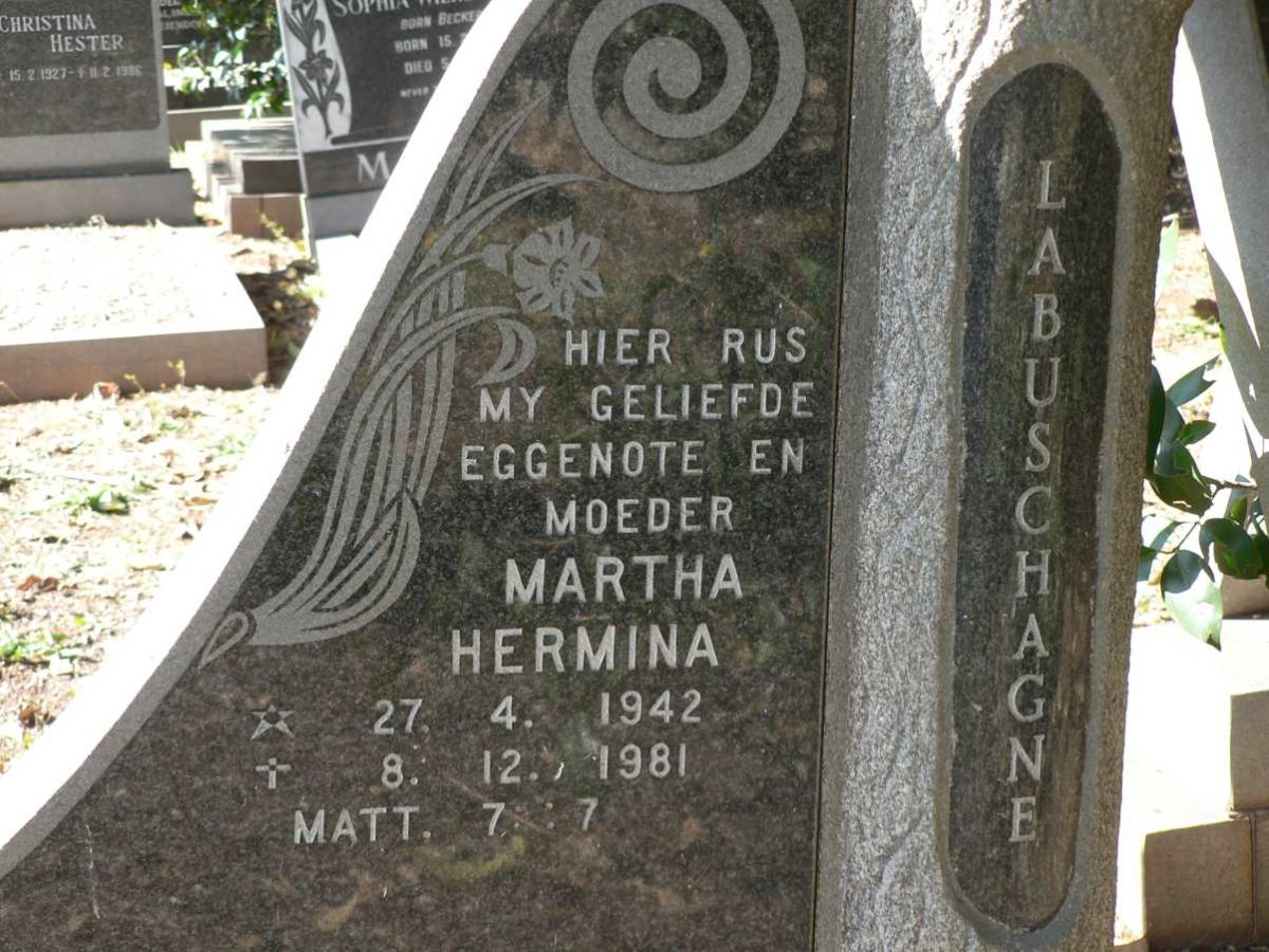LABUSCHAGNE Martha Hermina 1942-1981