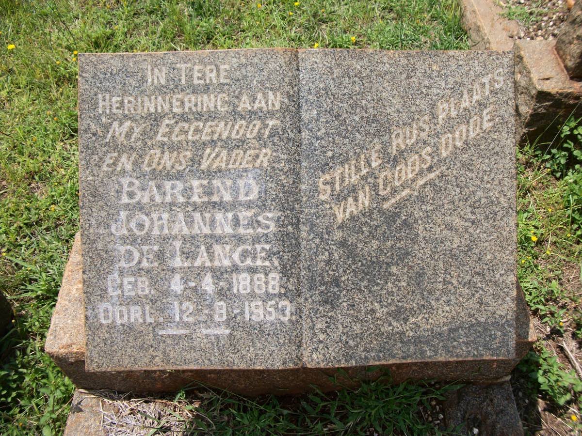 LANGE Barend Johannes, de 1888-1953