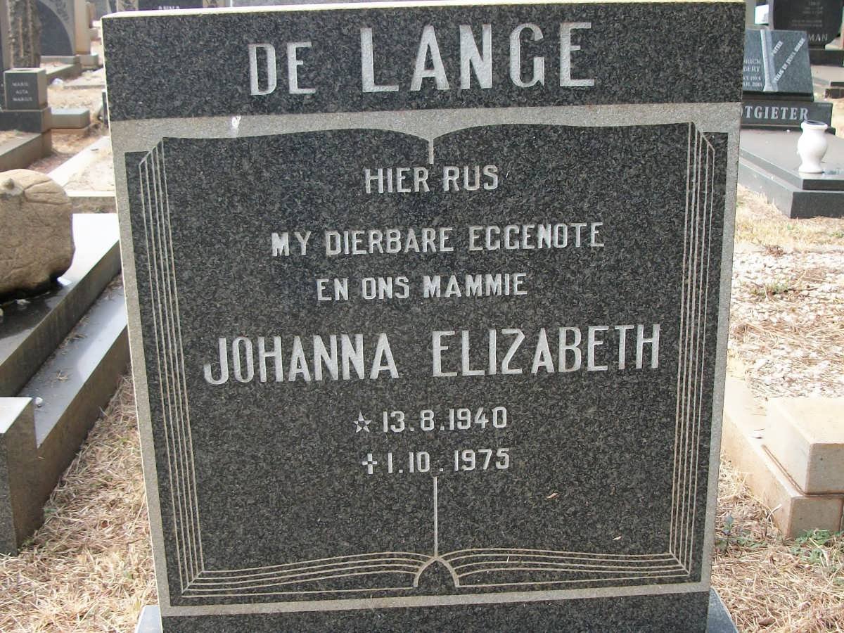 LANGE Johanna Elizabeth, de 1940-1975