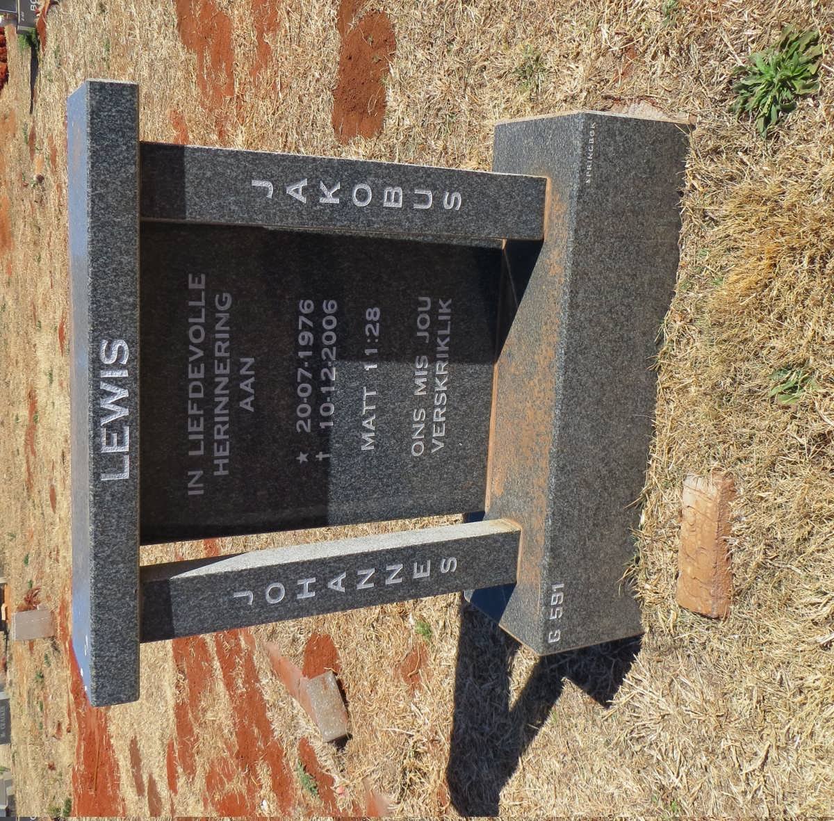 LEWIS Johannes Jakobus 1976-2006