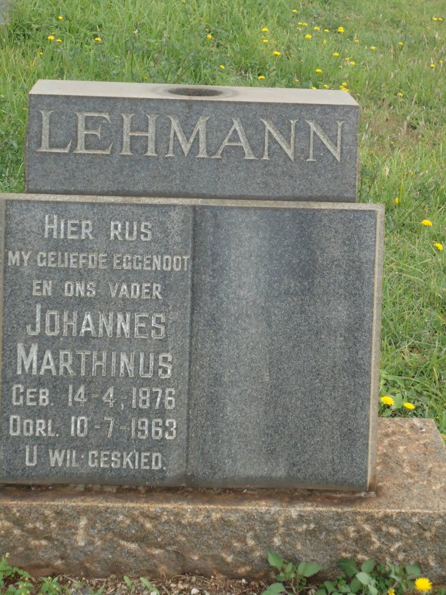 LEHMANN Johannes Marthinus 1876-1963