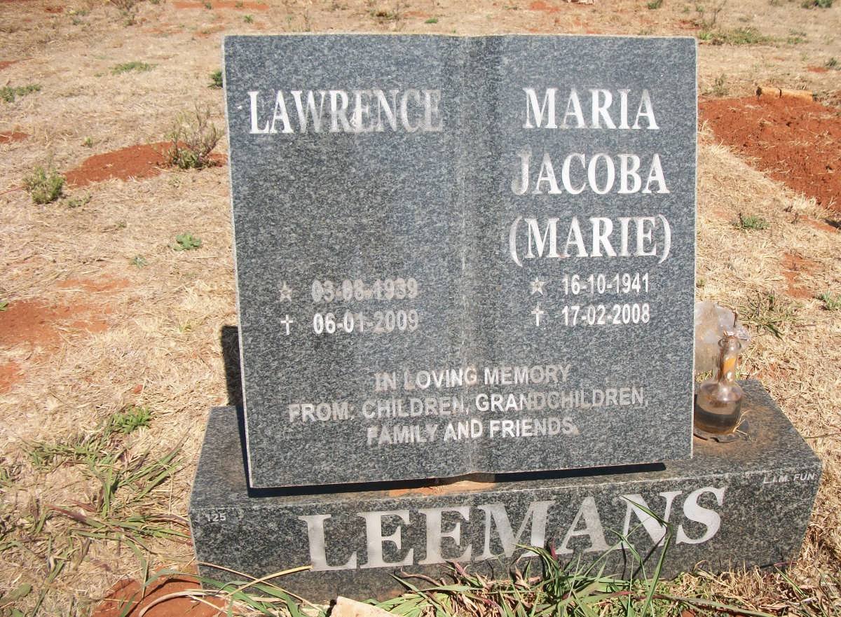 LEEMANS Lawrence 1939-2009 &amp; Maria Jacoba 1941-2008