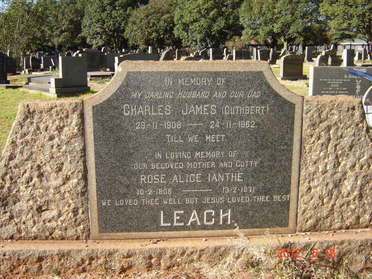 LEACH Charles James 1908-1962 &amp; Rose Alice Ianthe 1908-1971