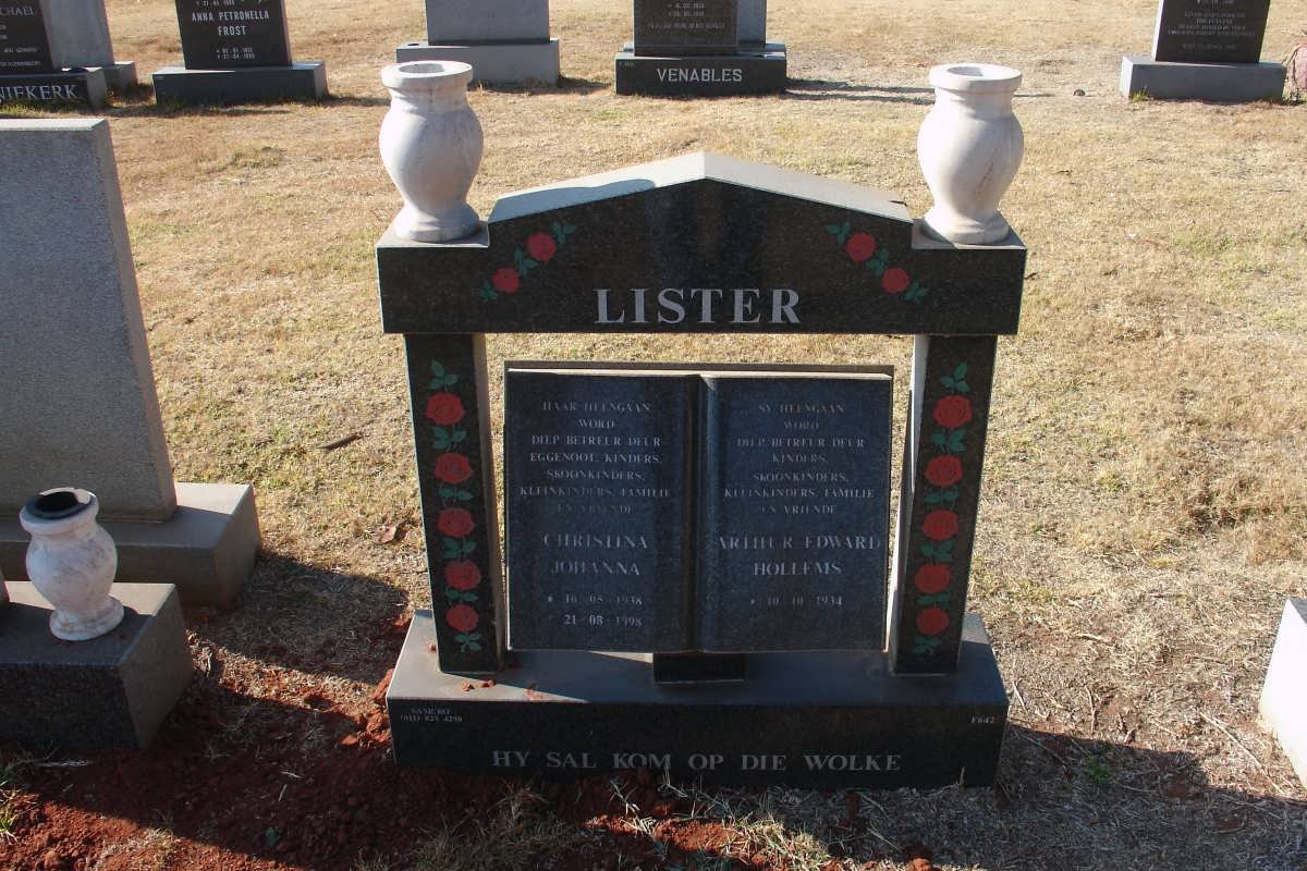 LISTER Arthur Edward Hollems 1934- &amp; Christina Johanna 1936-1998