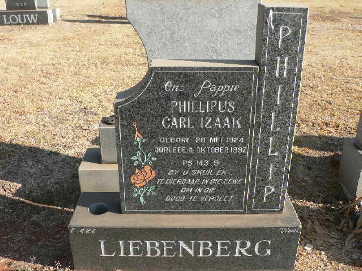 LIEBENBERG Phillipus Carl Izaak 1924-1997