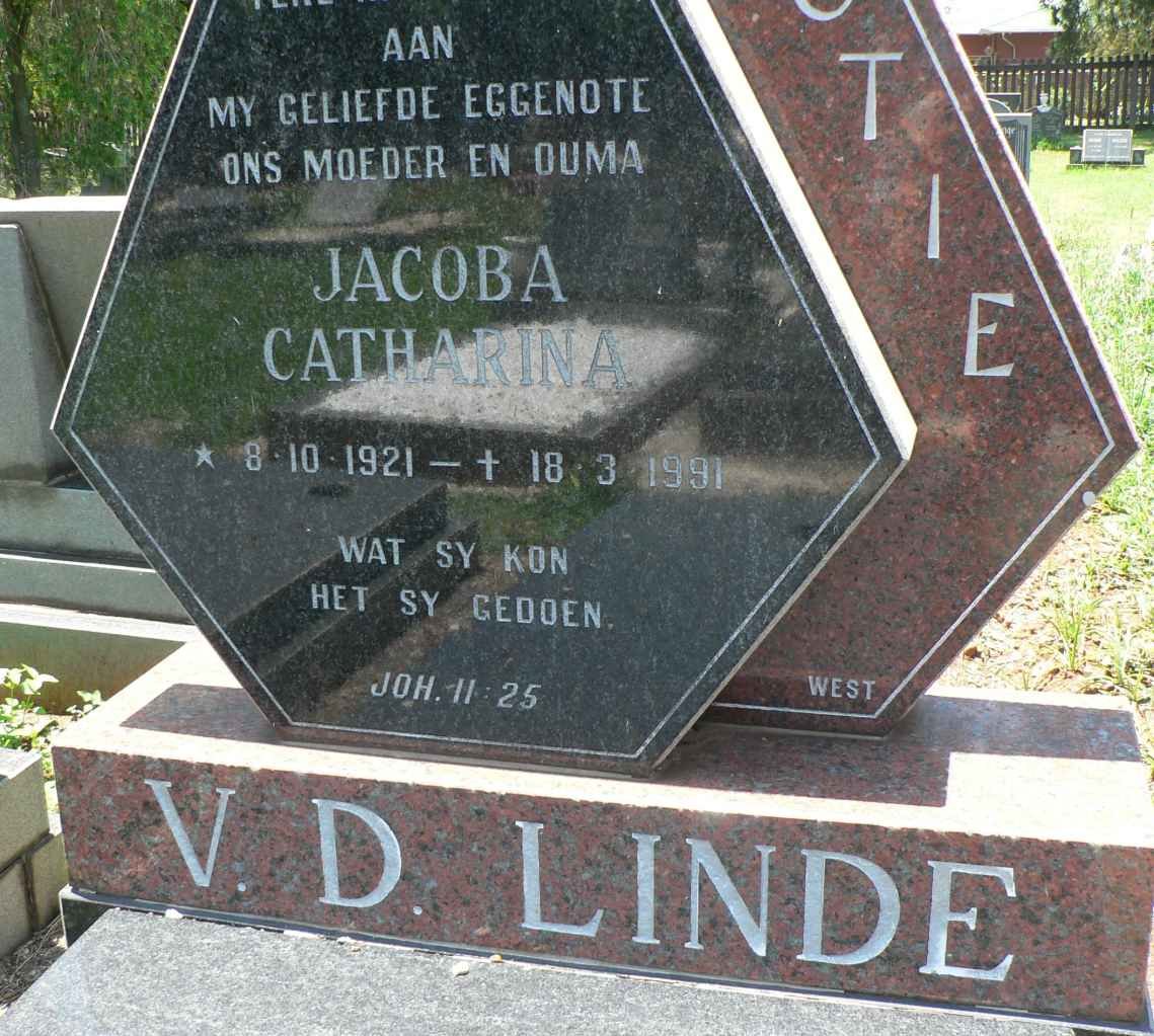 LINDE Jacoba Catharina, v.d 1921-1991