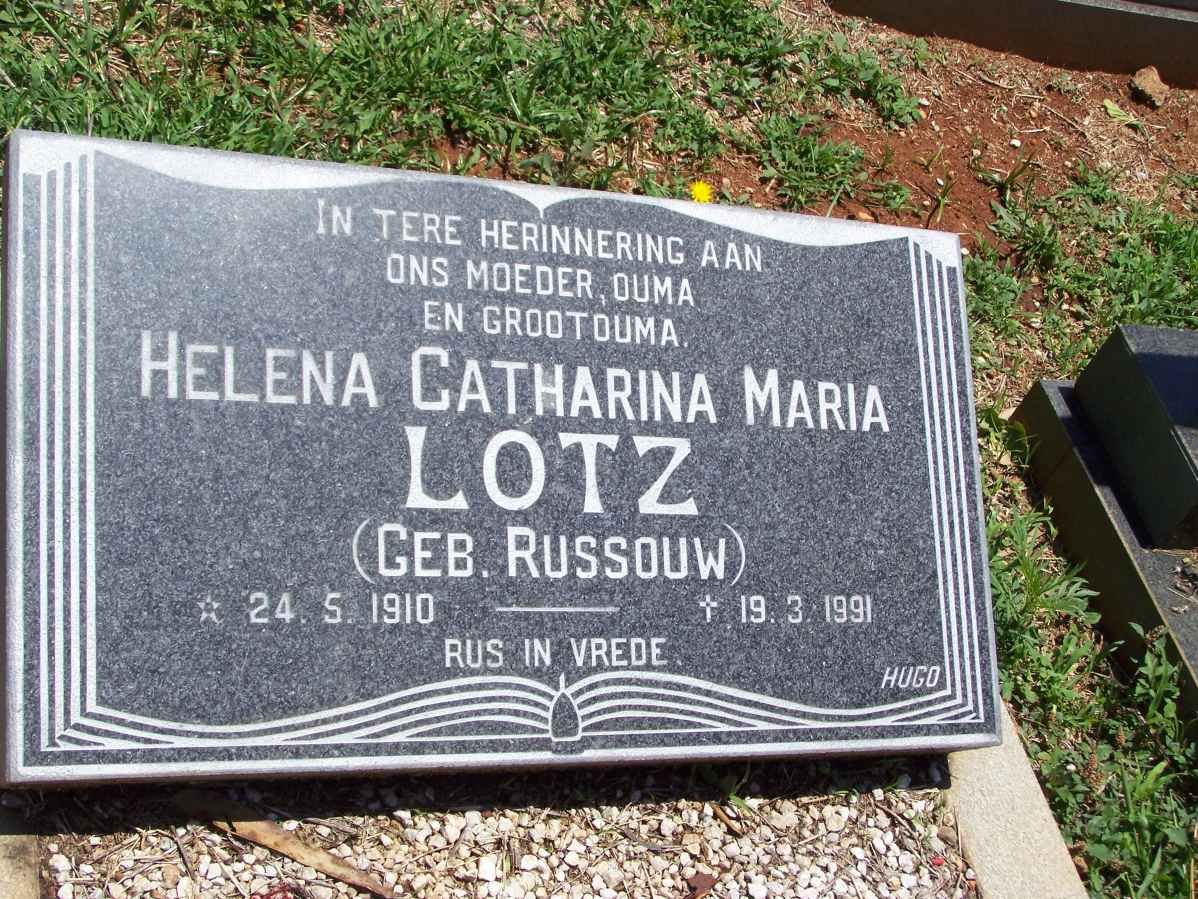 LOTZ Helena Catharina Maria nee RUSSOUW 1910-1991