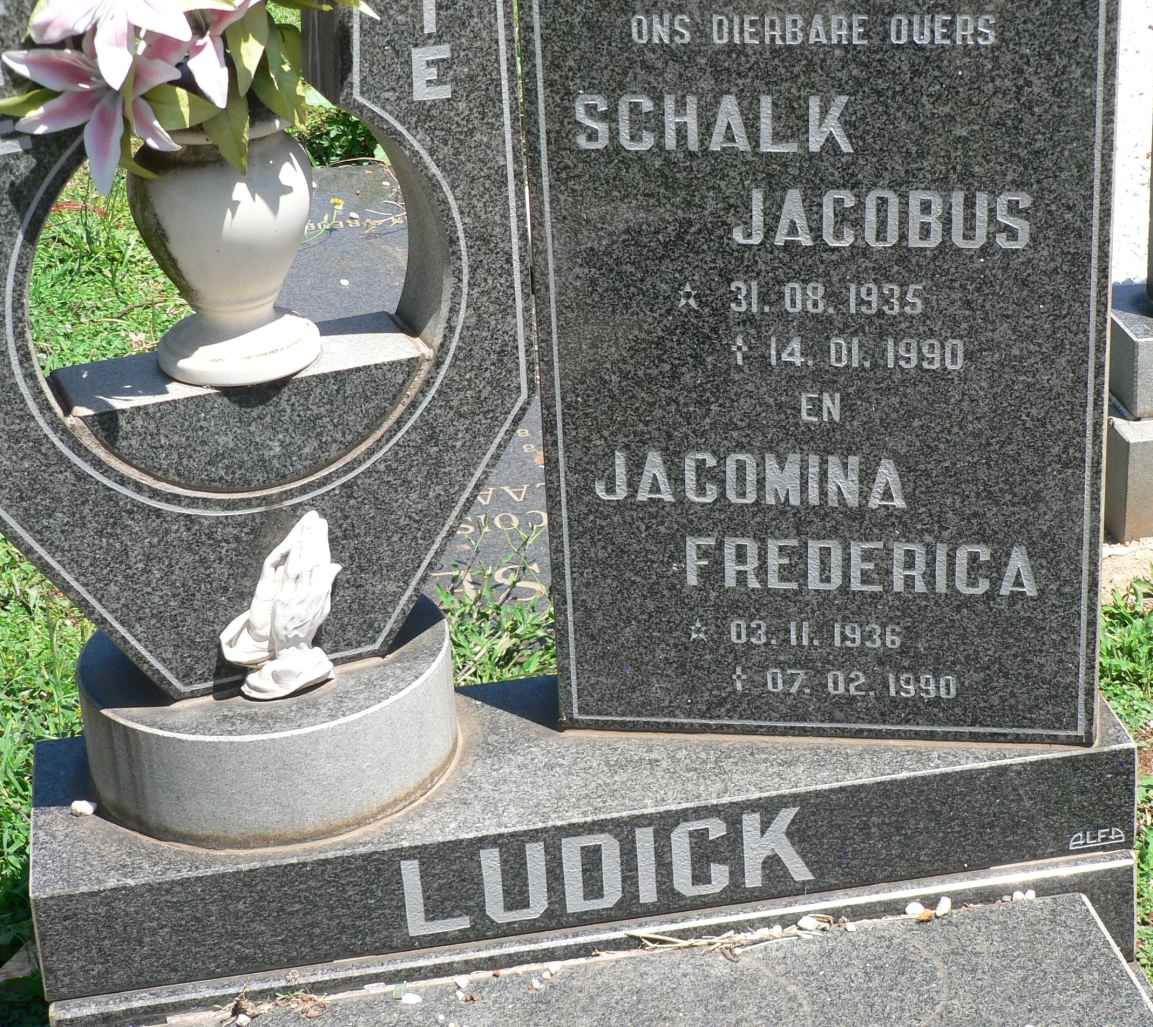 LUDICK Schalk Jacobus 1935-1990 &amp; Jacomina Frederica 1936-1990