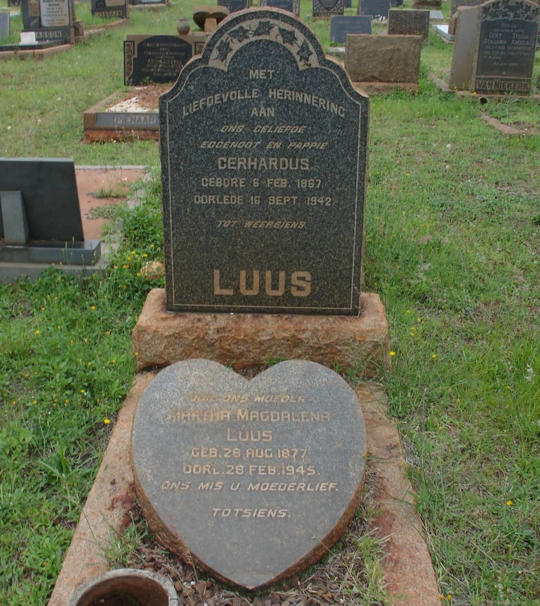 LUUS Gerhardus 1867-1942 &amp; Martha Magdalena 1877-1945