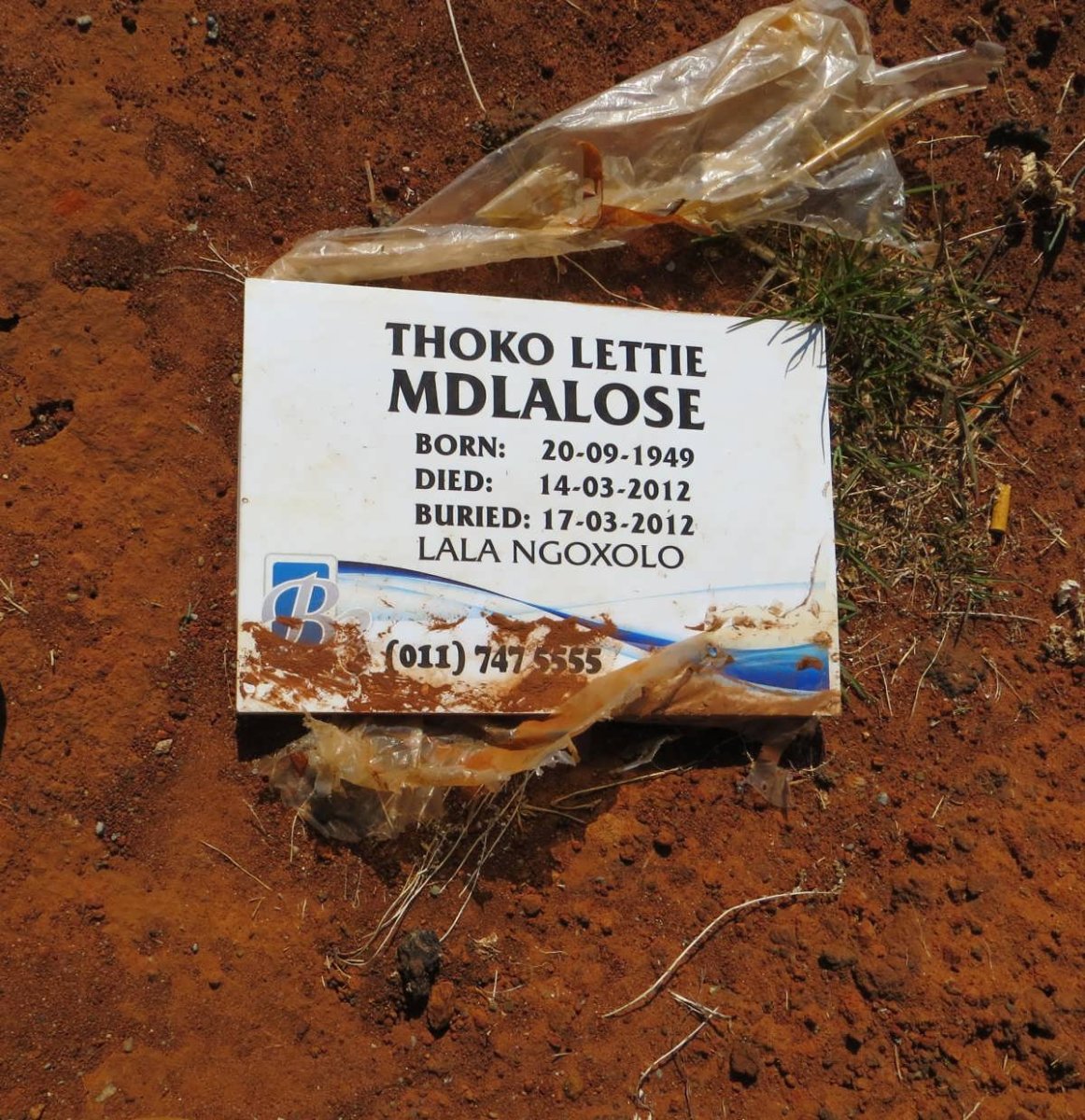 MDLALOSE Thoko Lettie 1949-2012