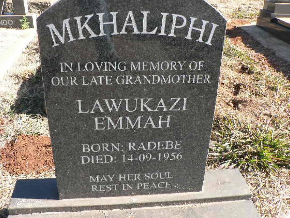 MKHALIPHI Lawukazi Emmah nee RADEBE -1956