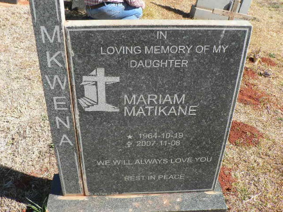 MKWENA Mariam Matikane 1964-2007