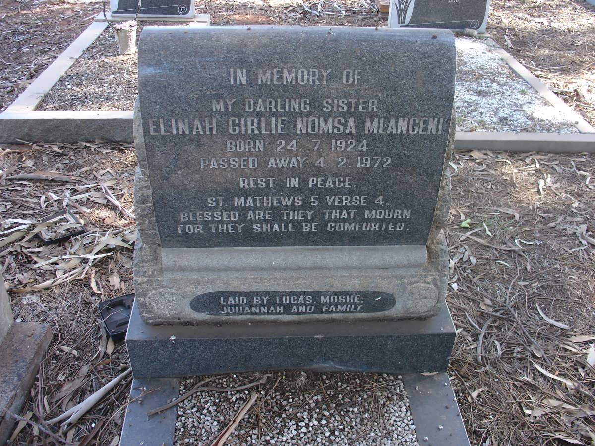 MLANGENI Elinah Girlie Nomsa 1924-1972