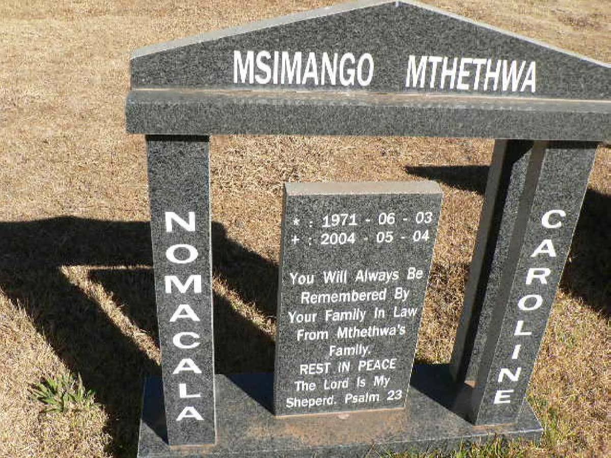 MSIMANGO Nomancala Caroline nee MTHETWA 1971-2004