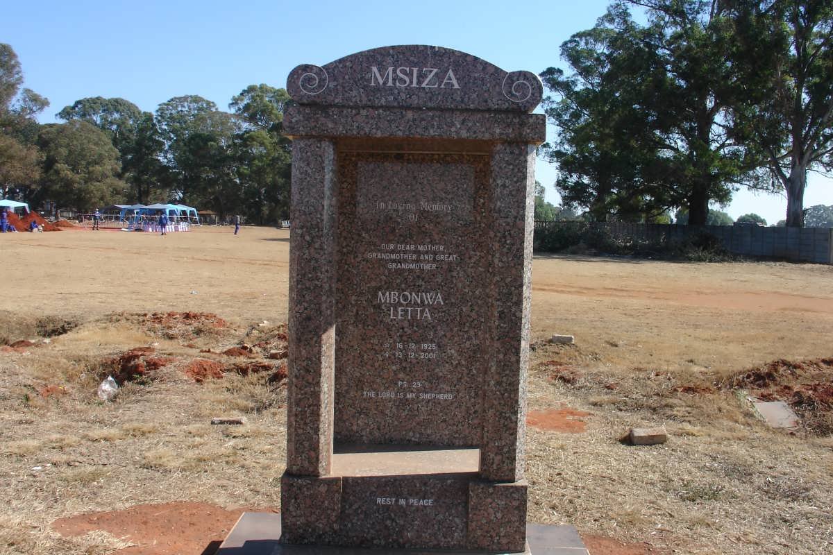 MSIZA Mbonwa Letta 1925-2001