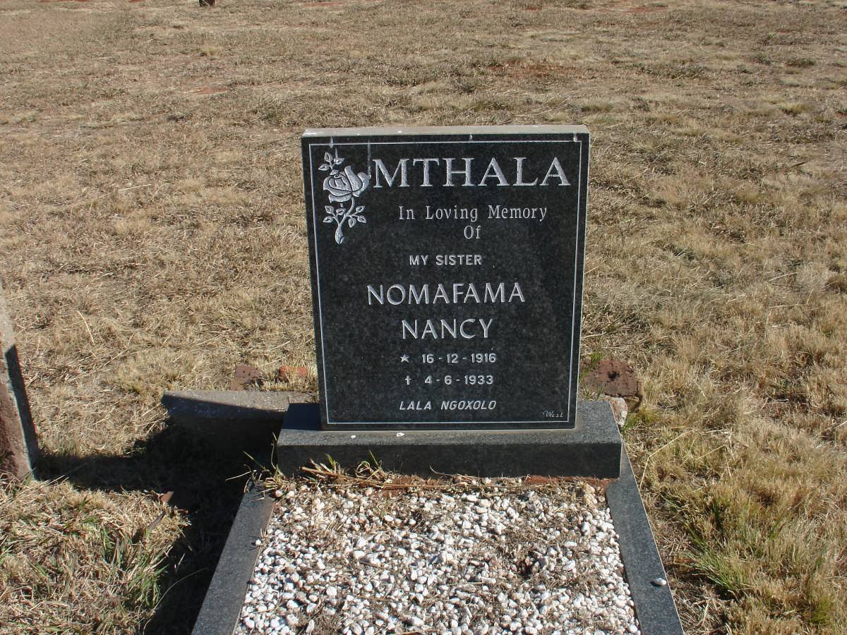 MTHALA Nomafama Nancy 1916-1933