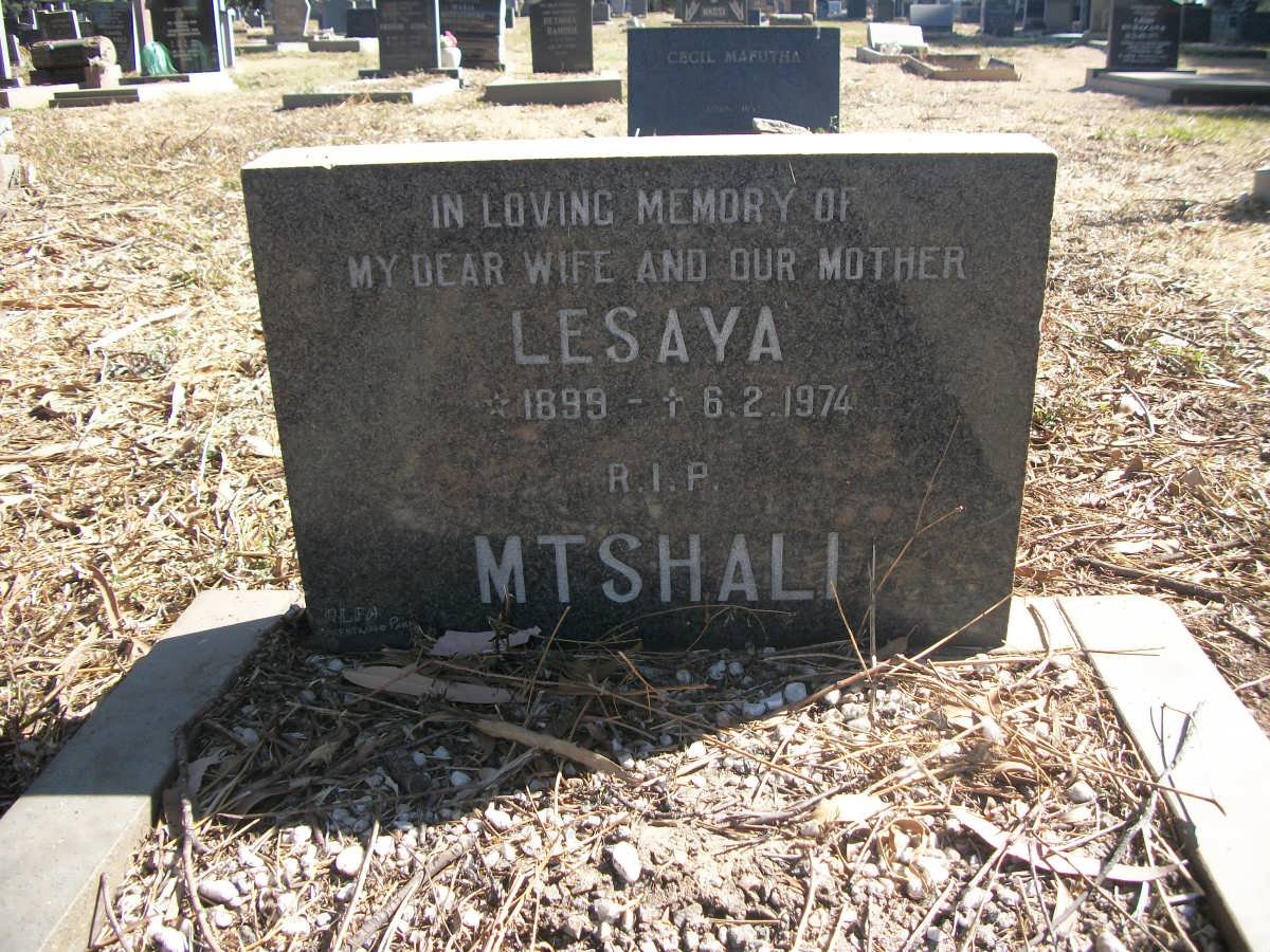 MTSHALI Lesaya 1899-1974