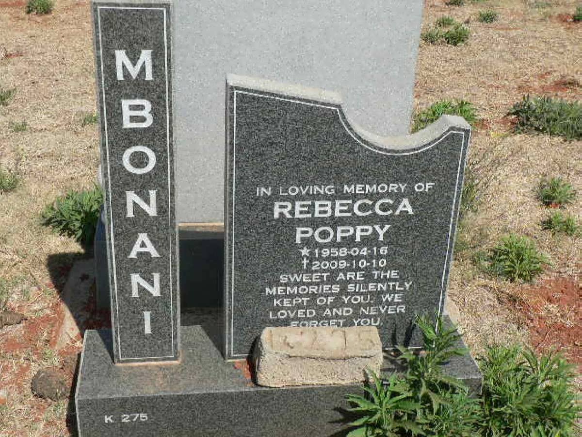 MBONANI Rebecca Poppy 1958-2009