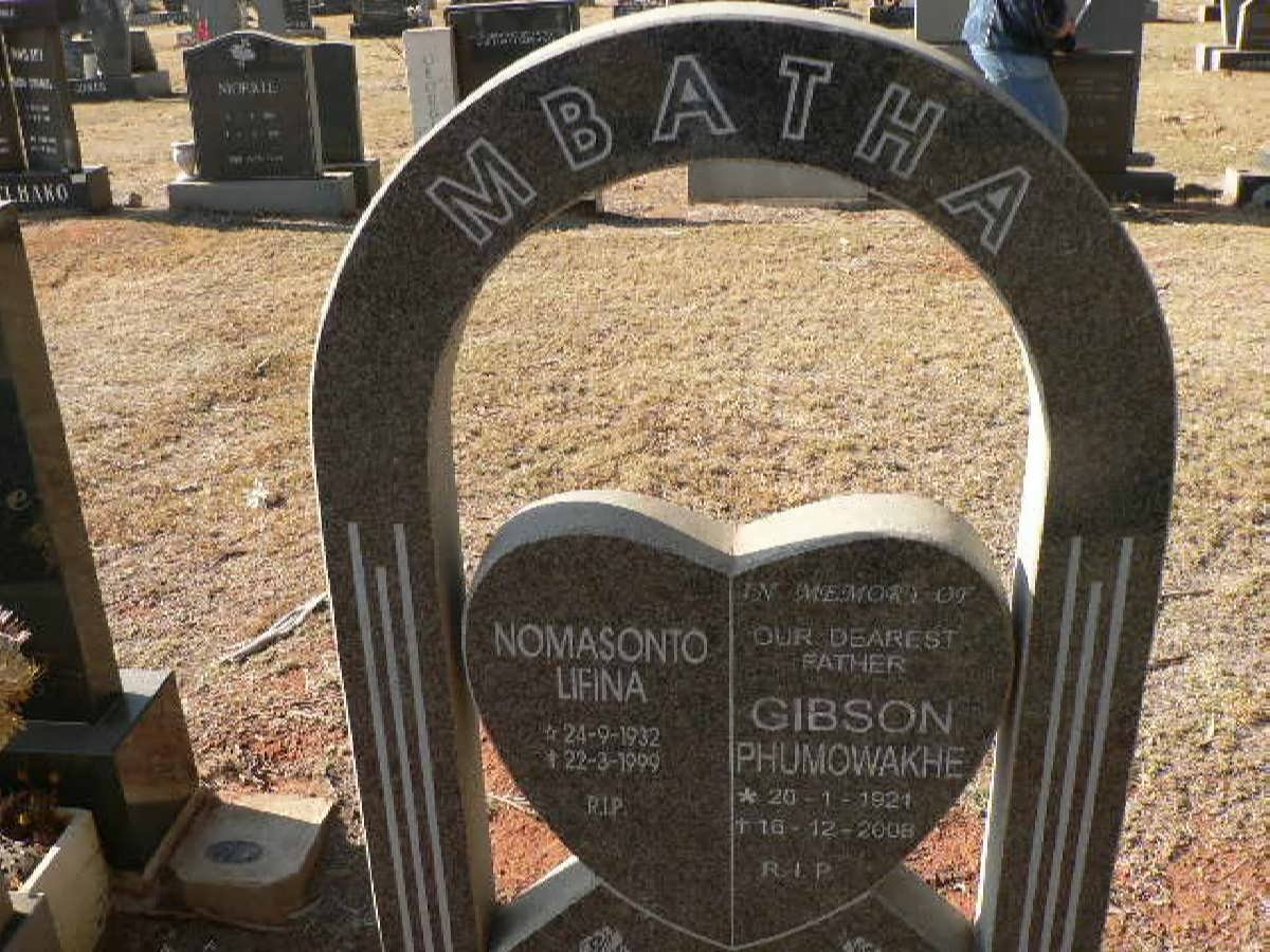 MBATHA Gibson Phumowakhe 1921-2008 &amp; Nomasonto Lifina 1932-1999
