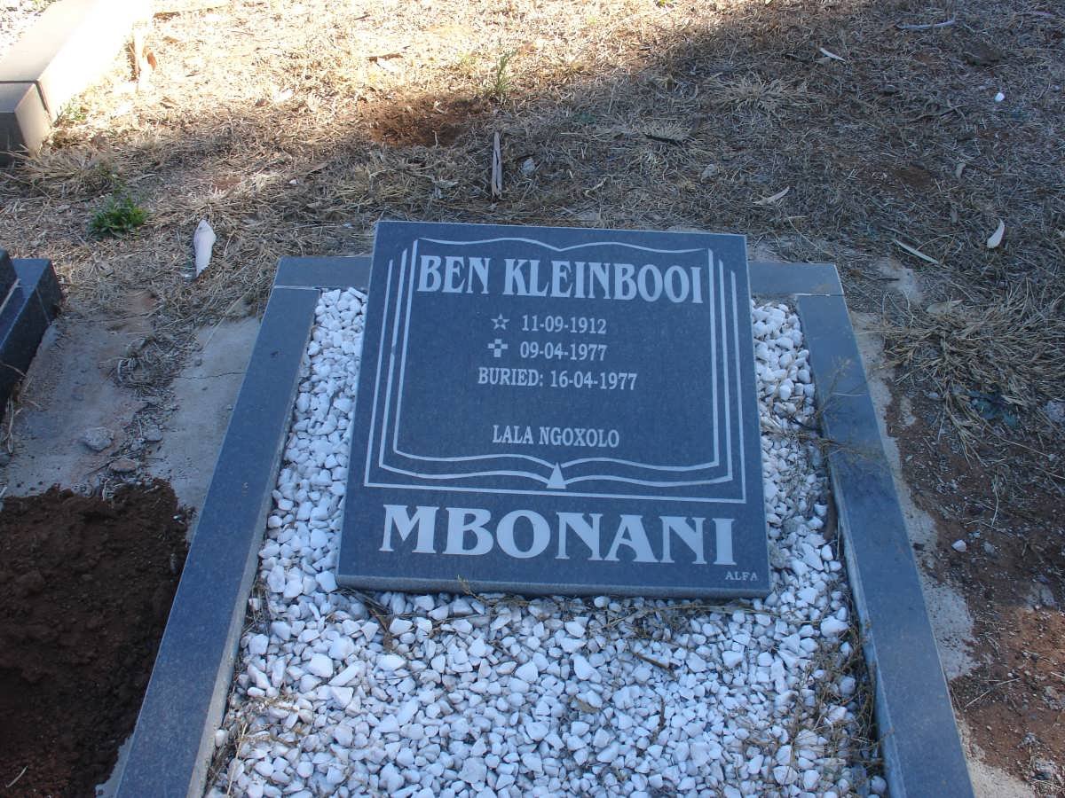MBONANI Ben Kleinbooi 1912-1977
