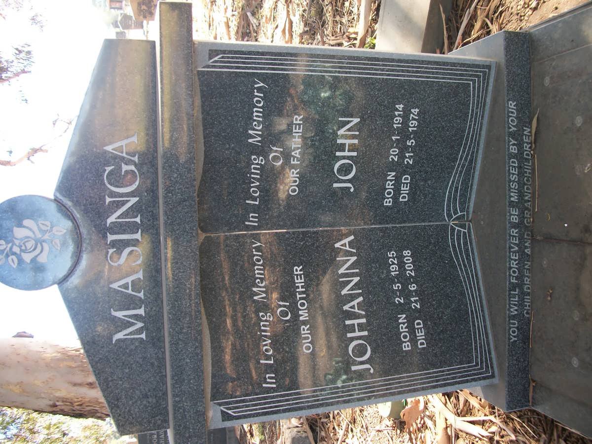 MASINGA John 1914-1974 &amp; Johanna 1925-2008