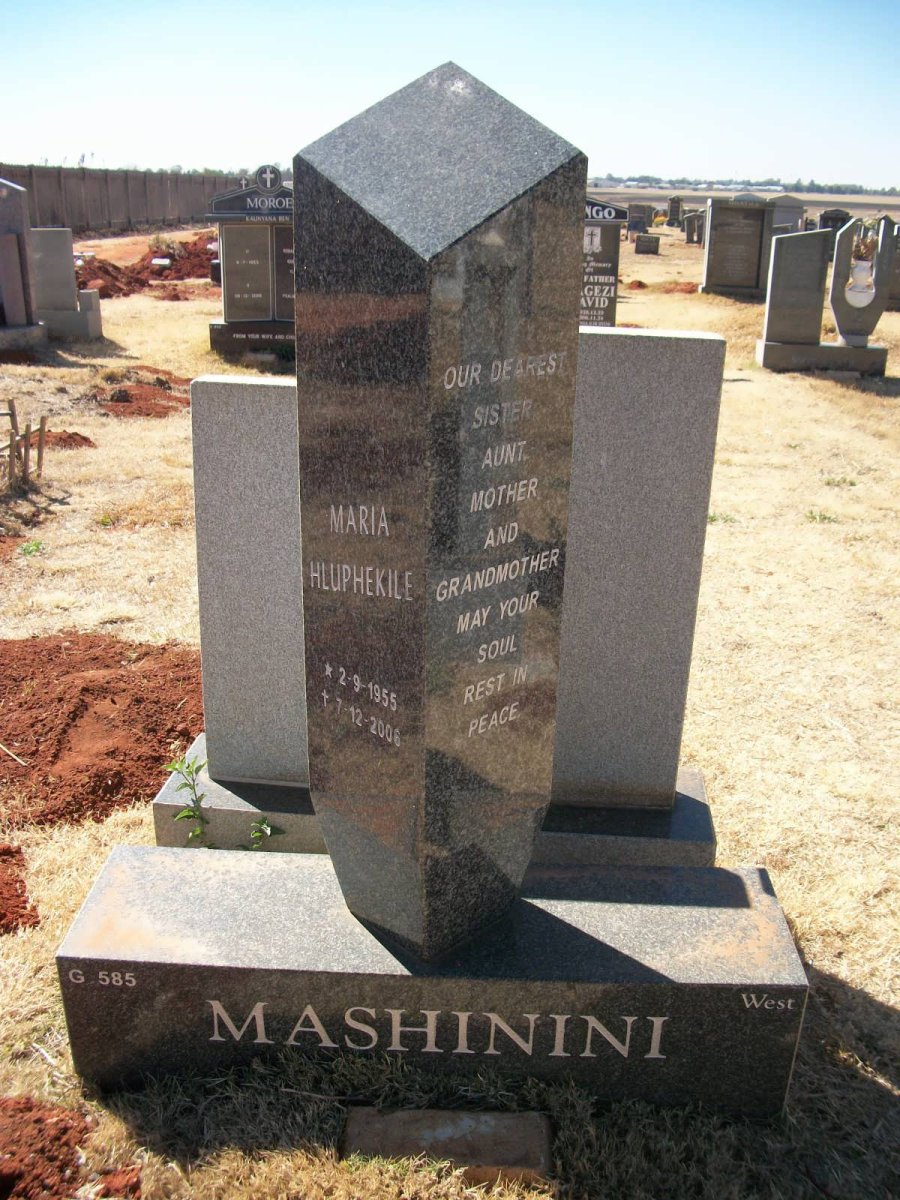 MASHININI Maria Hluphekile 1955-2006