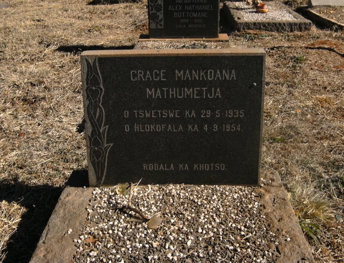 MATHUMETJA Grace Mankoana 1935-1954