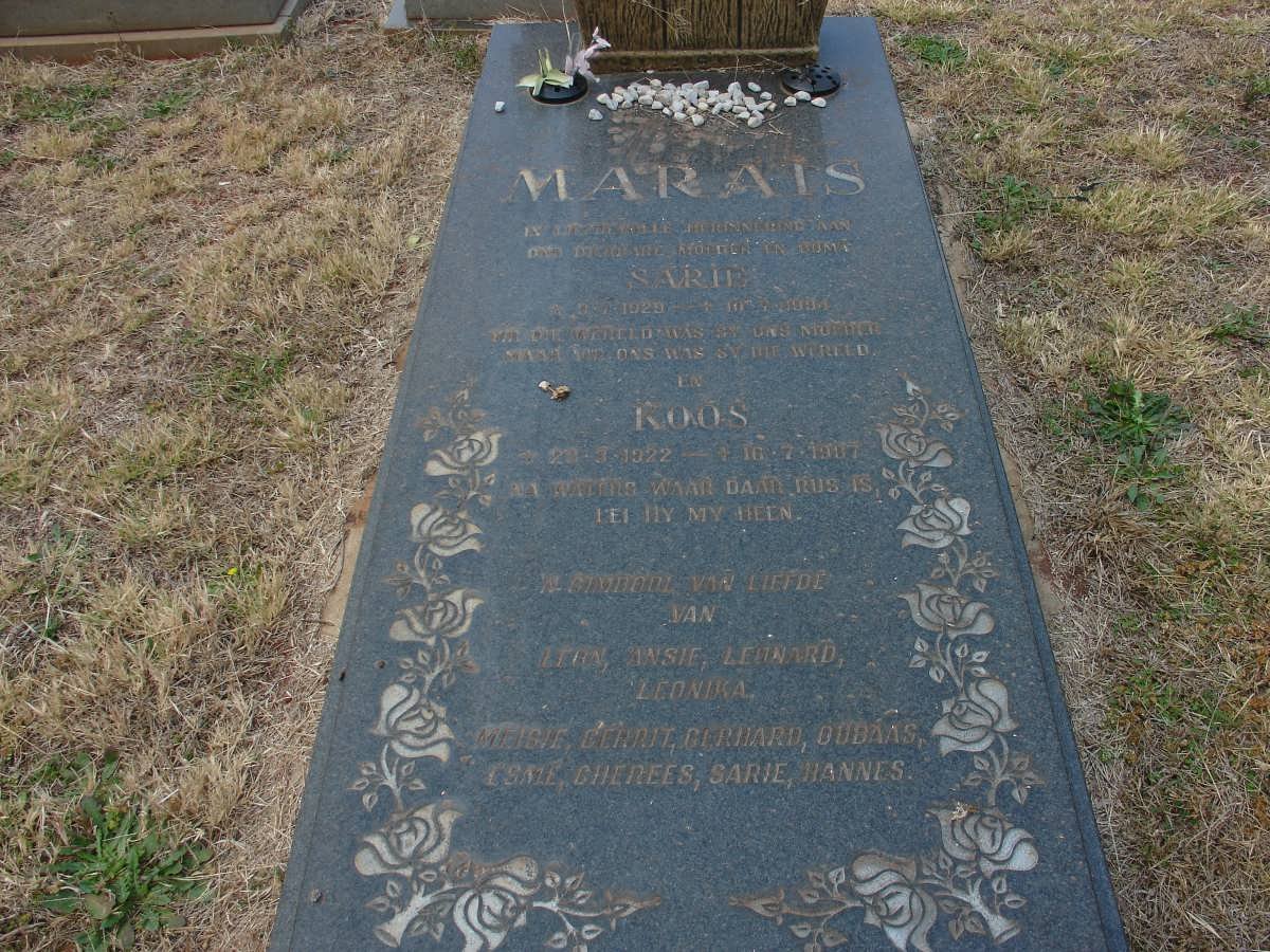 MARAIS Koos 1922-1987 &amp; Sarie 1929-1994