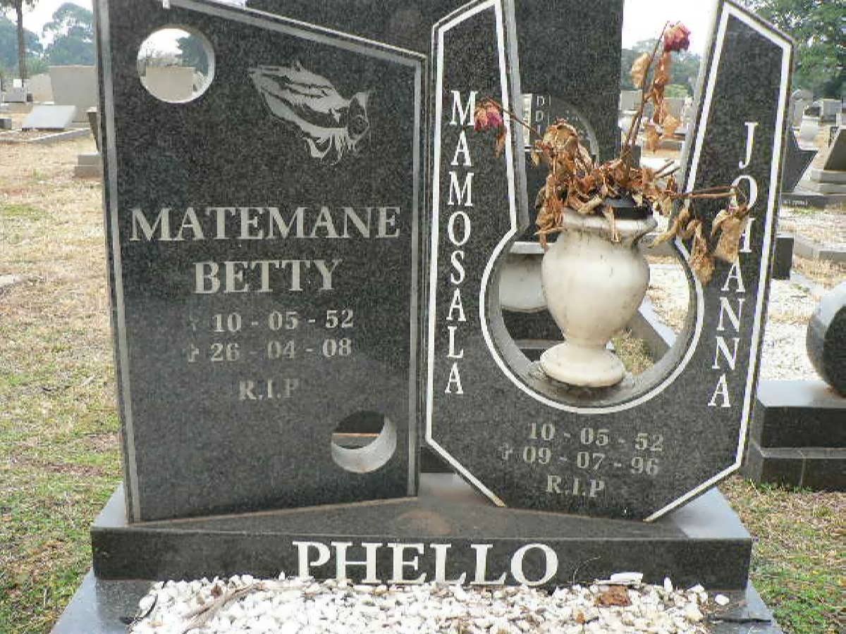 MAMOSALE Johanna  1952-1996 :: PHELLO Betty 1952-2008