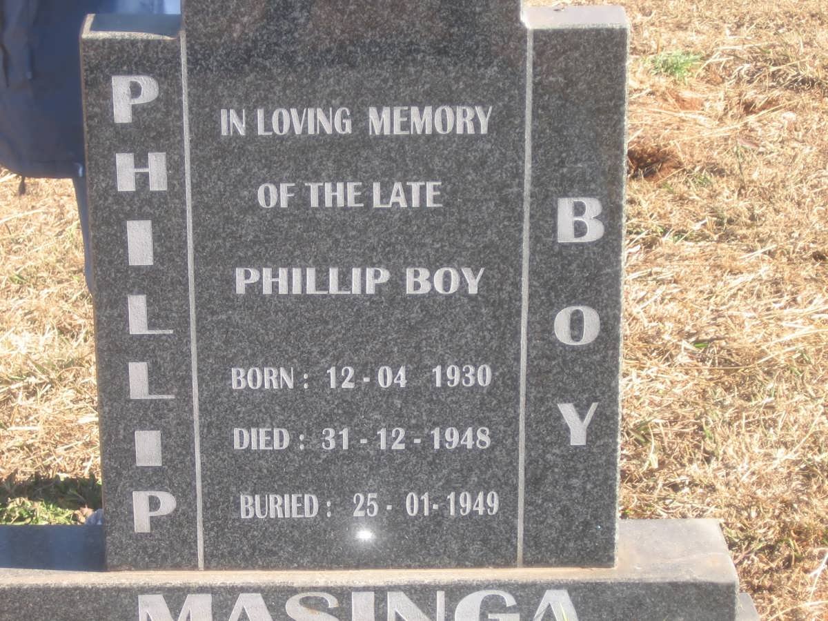 MASINGA Phillip Boy 1930-1948