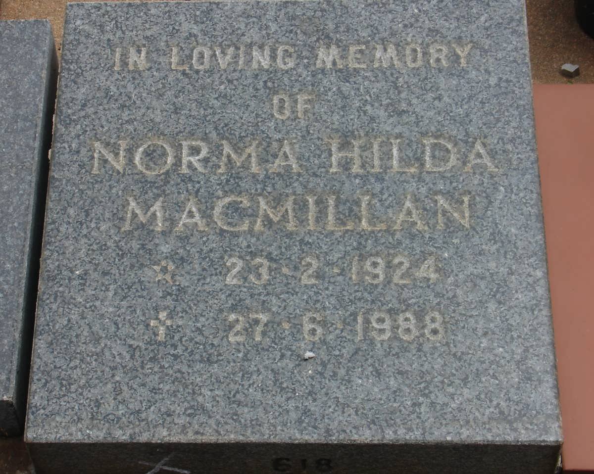 MACMILLAN Norma Hilda 1924-1988