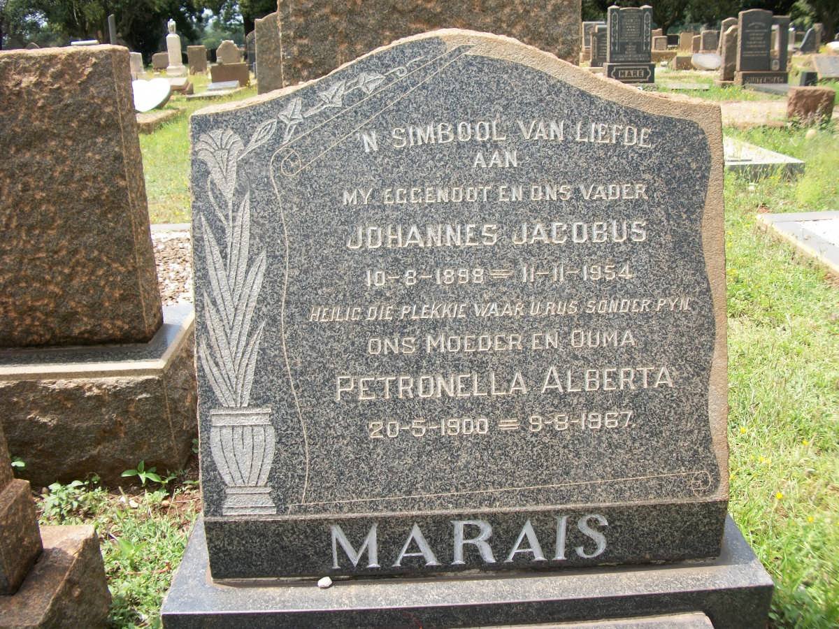 MARAIS Johannes Jacobus 1898-1954 &amp; Petronella Alberta 1900-1967
