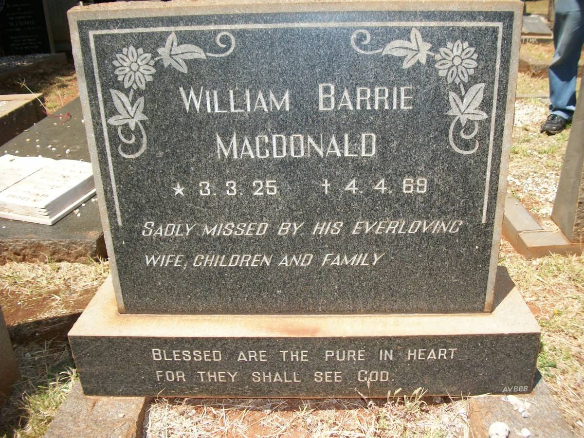 MACDONALD William Barrie 1925-1969