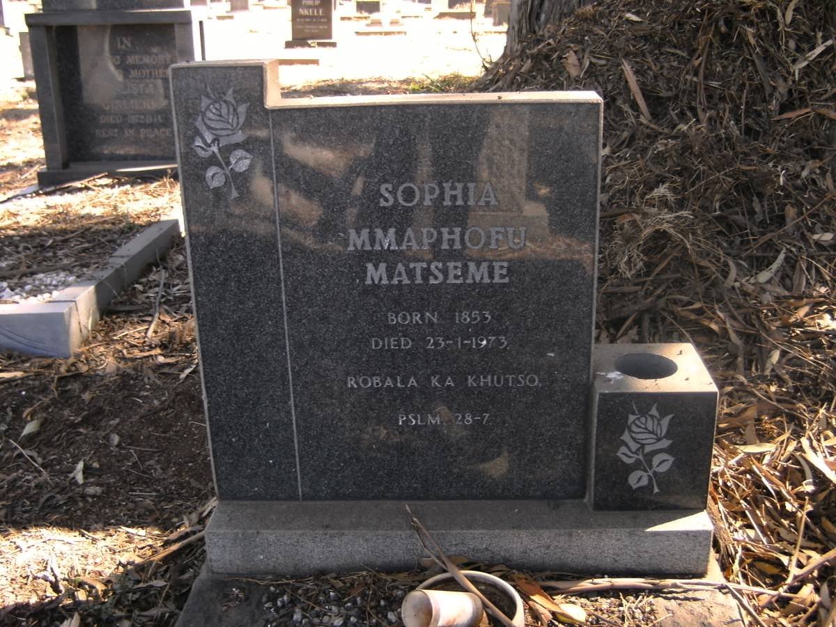 MATSEME Sophia Mmaphofu 1953-1973